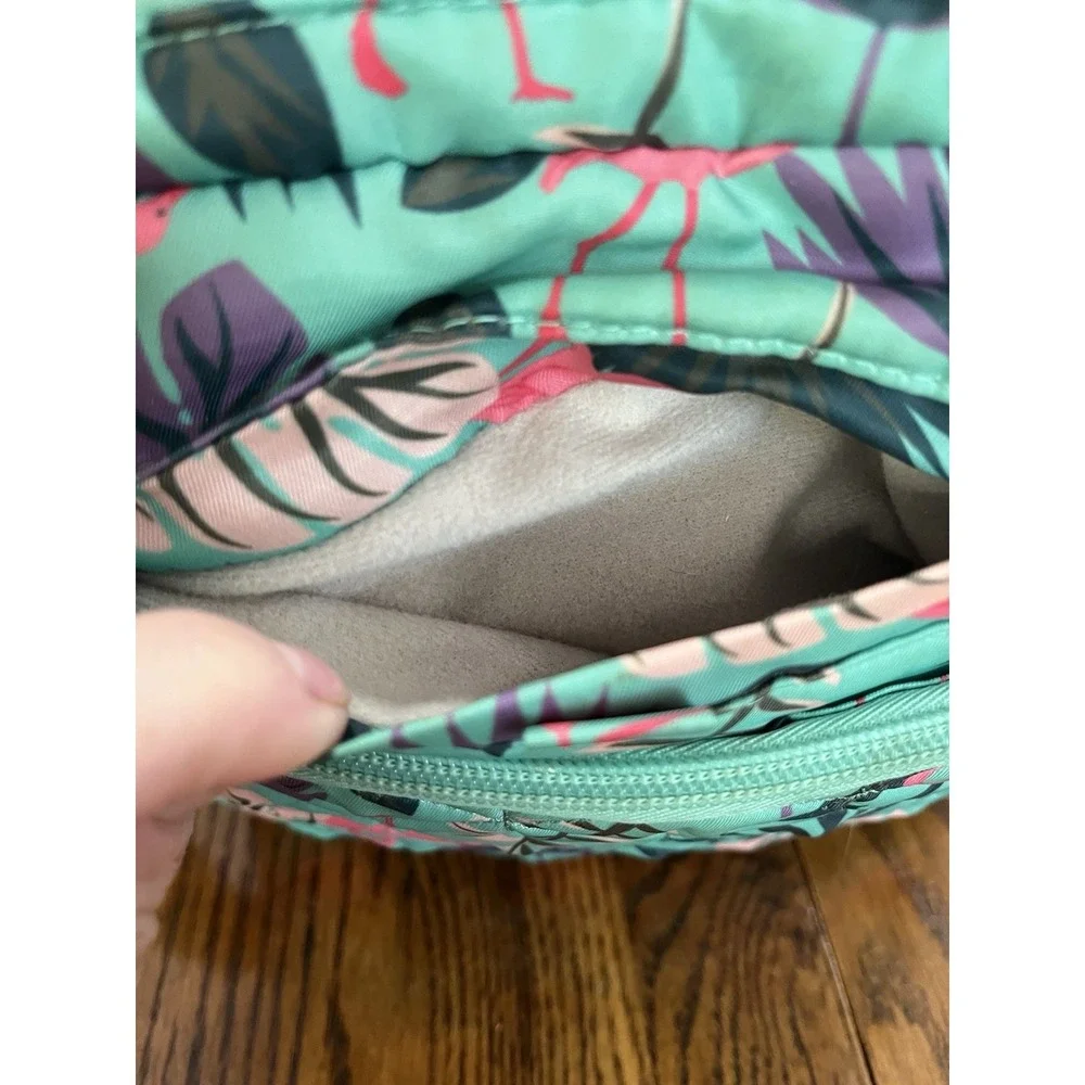 LUG PURSE BAG crossbody Straps AND Wallet SET Green Pink Flamingo Palm Tropical